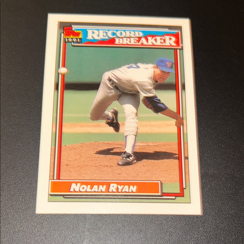 Topps Record Breaker Baseball Card with Red and Blue Accents